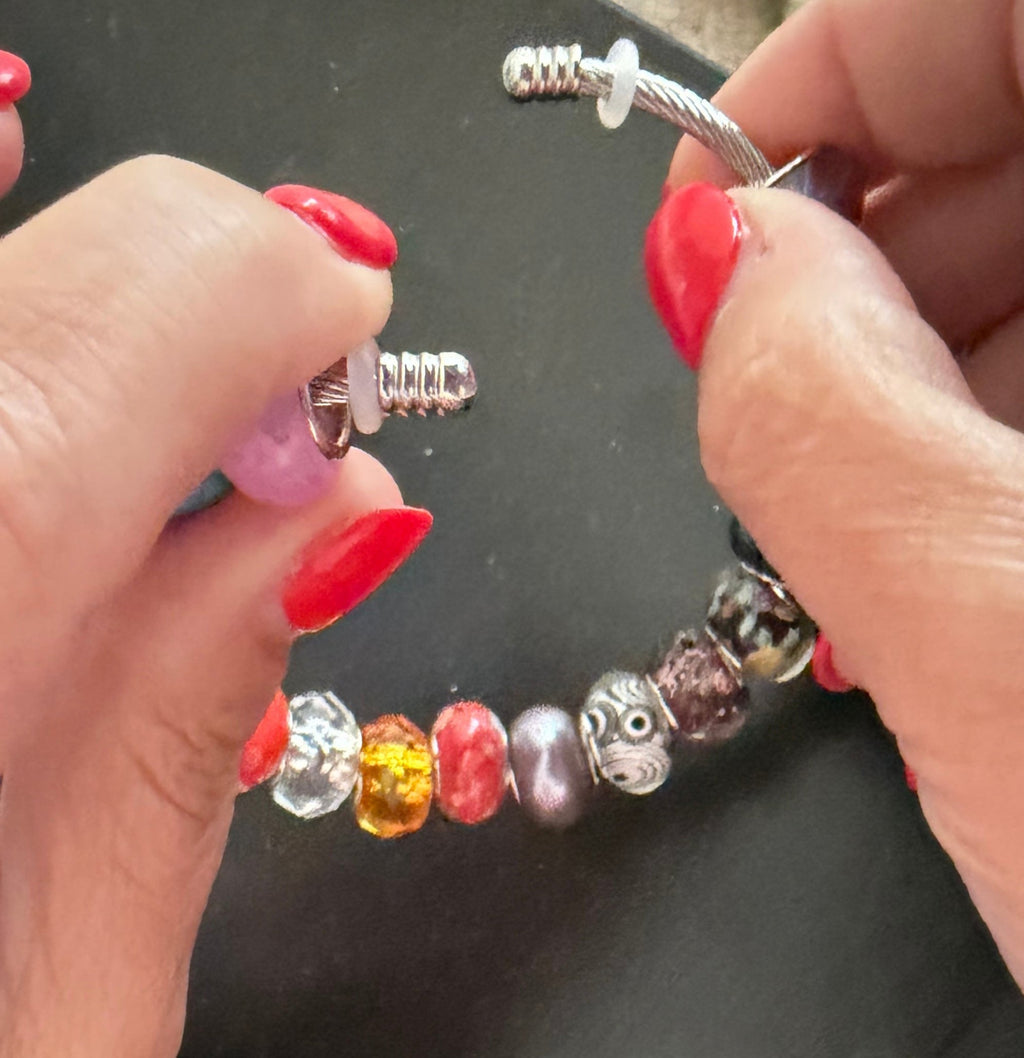Open Cuff Beaded Bangle