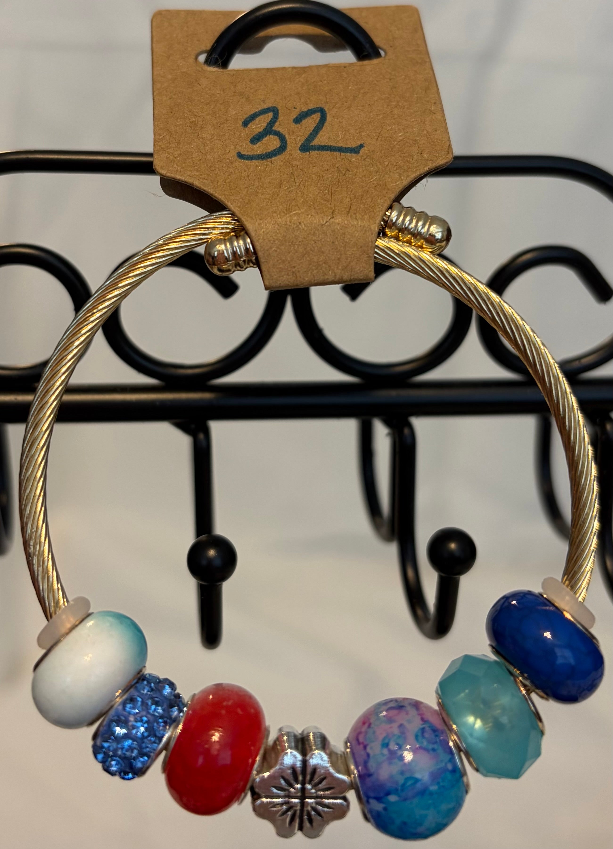 Stainless steel wrap bracelet flower charm