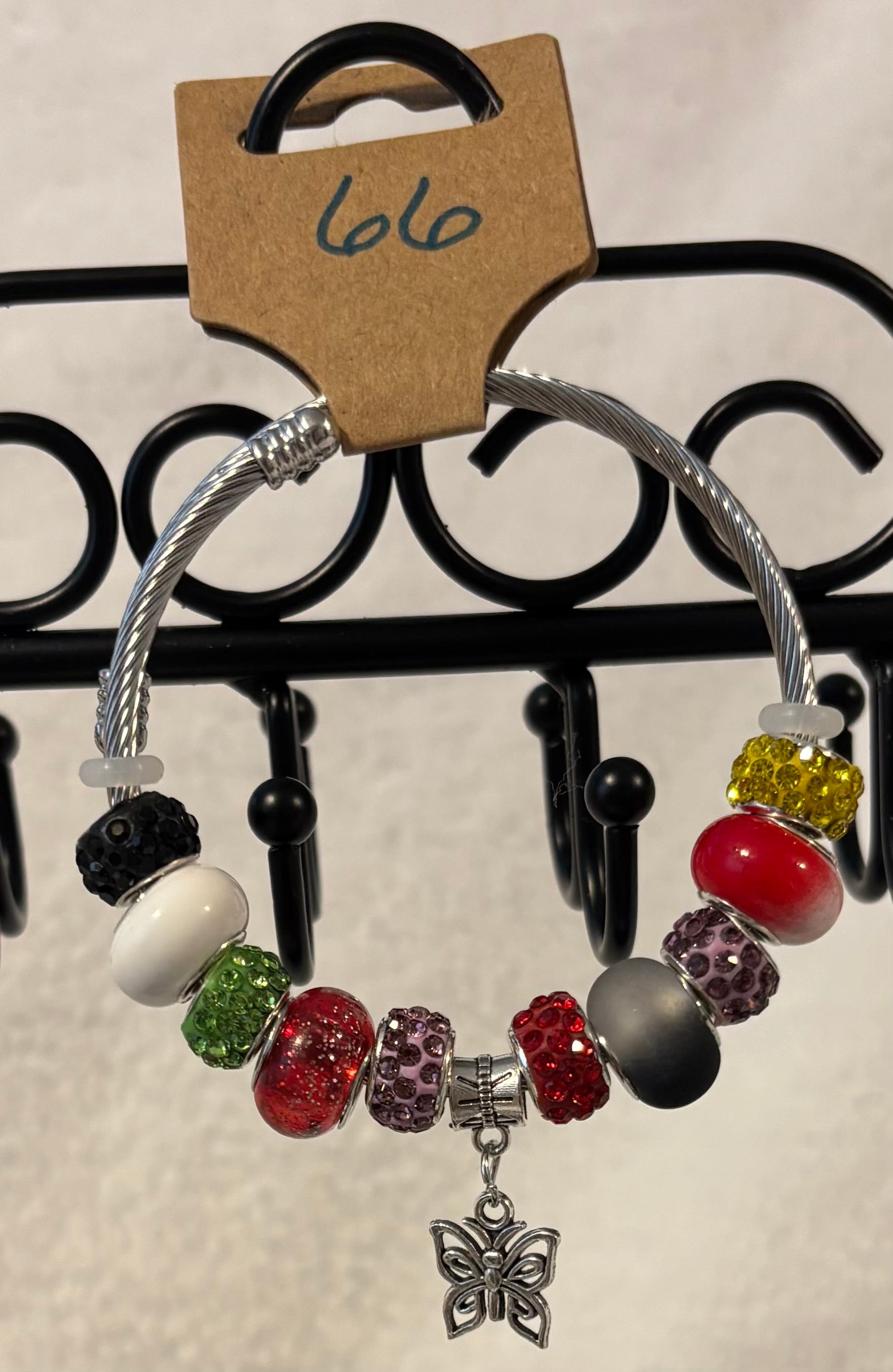 Silver Wrap Bracelet with Butterfly Charm
