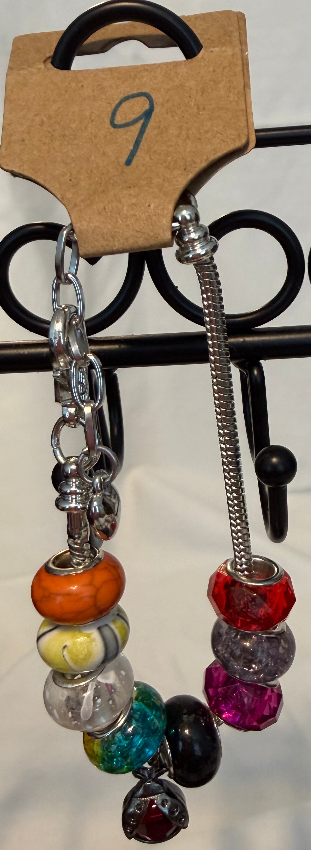 Silver adjustable bracelet vintage ladybug charm