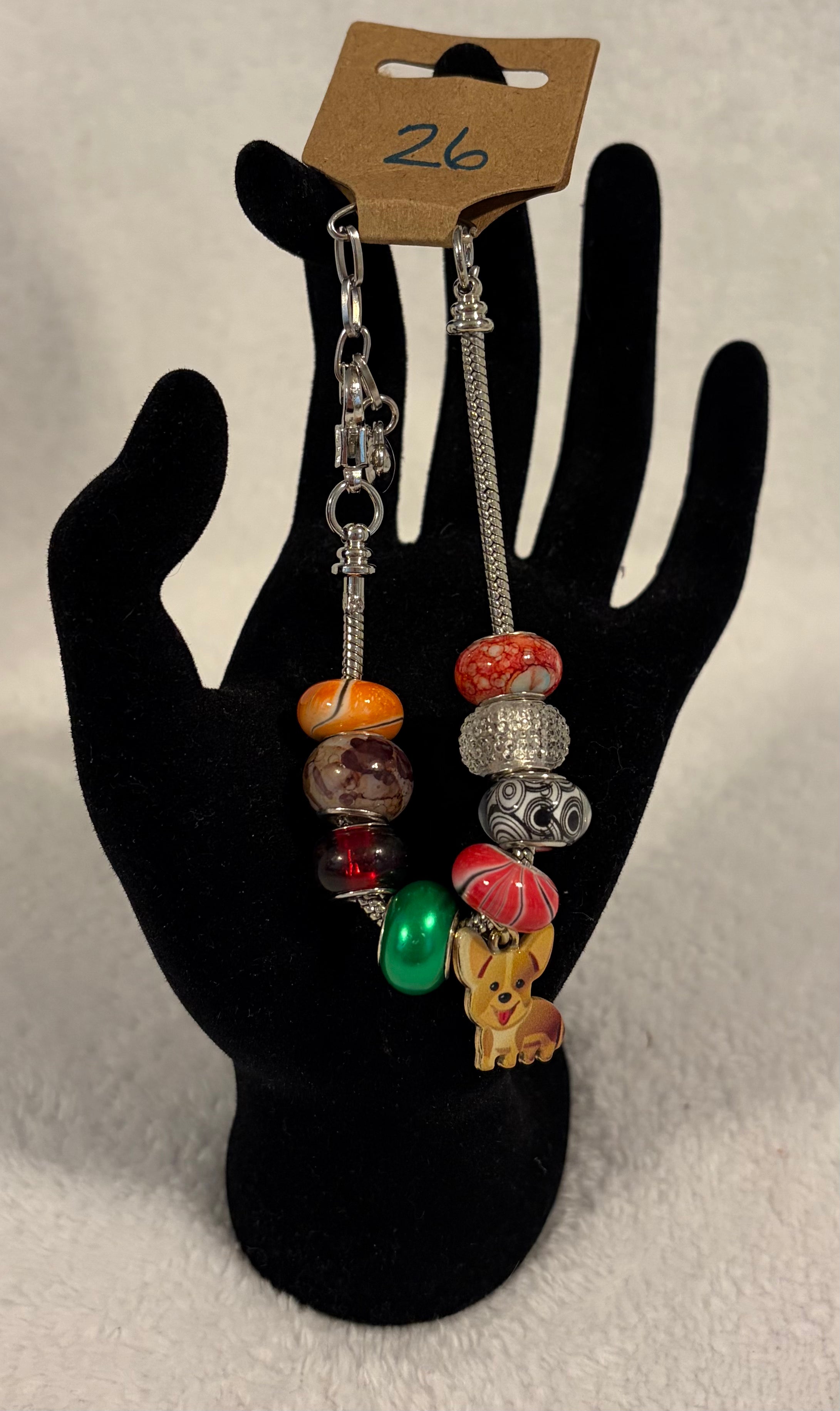 Stainless steel adjustable bracelet with dog charm