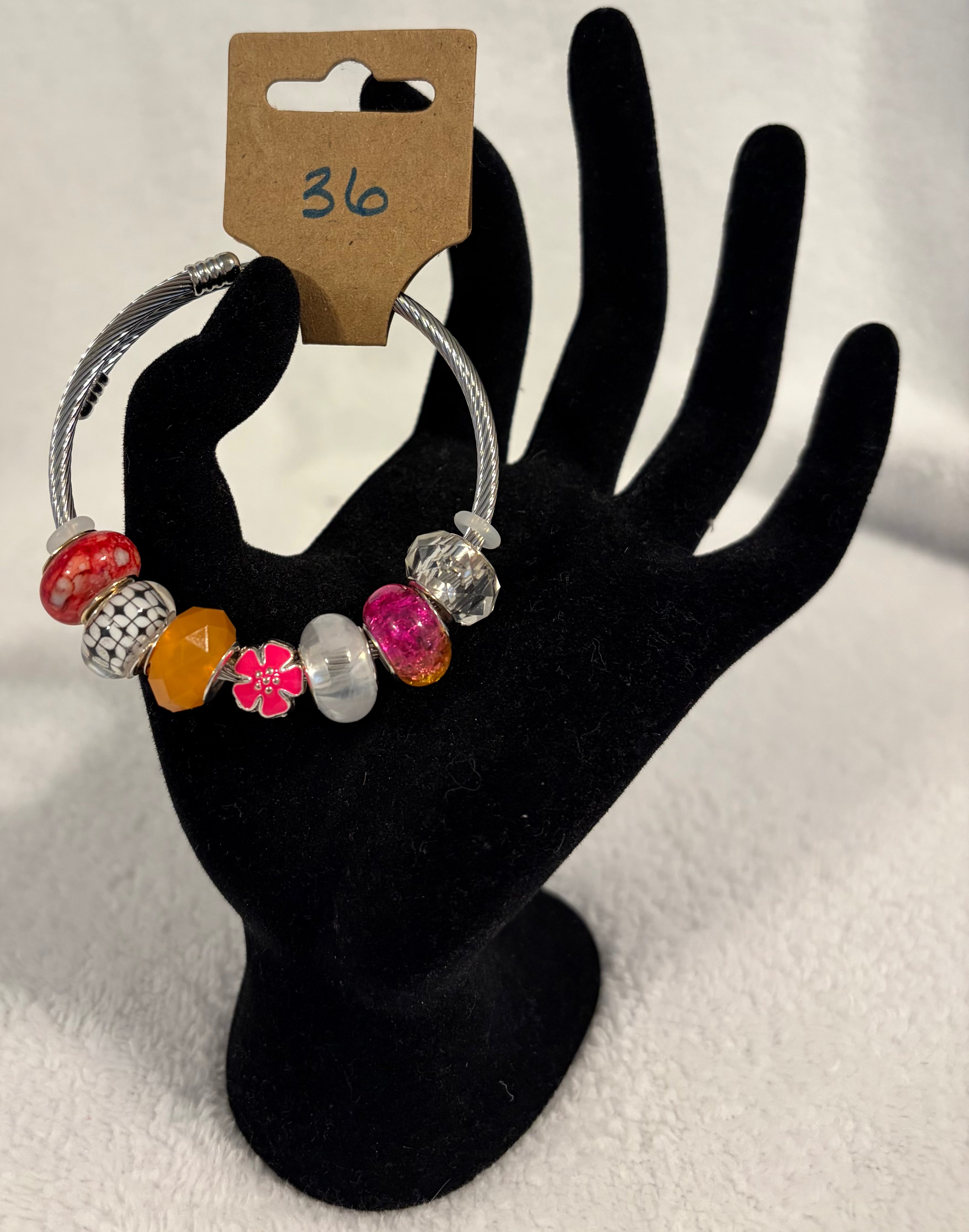 Stainless steel wrap bracelet flower slider
