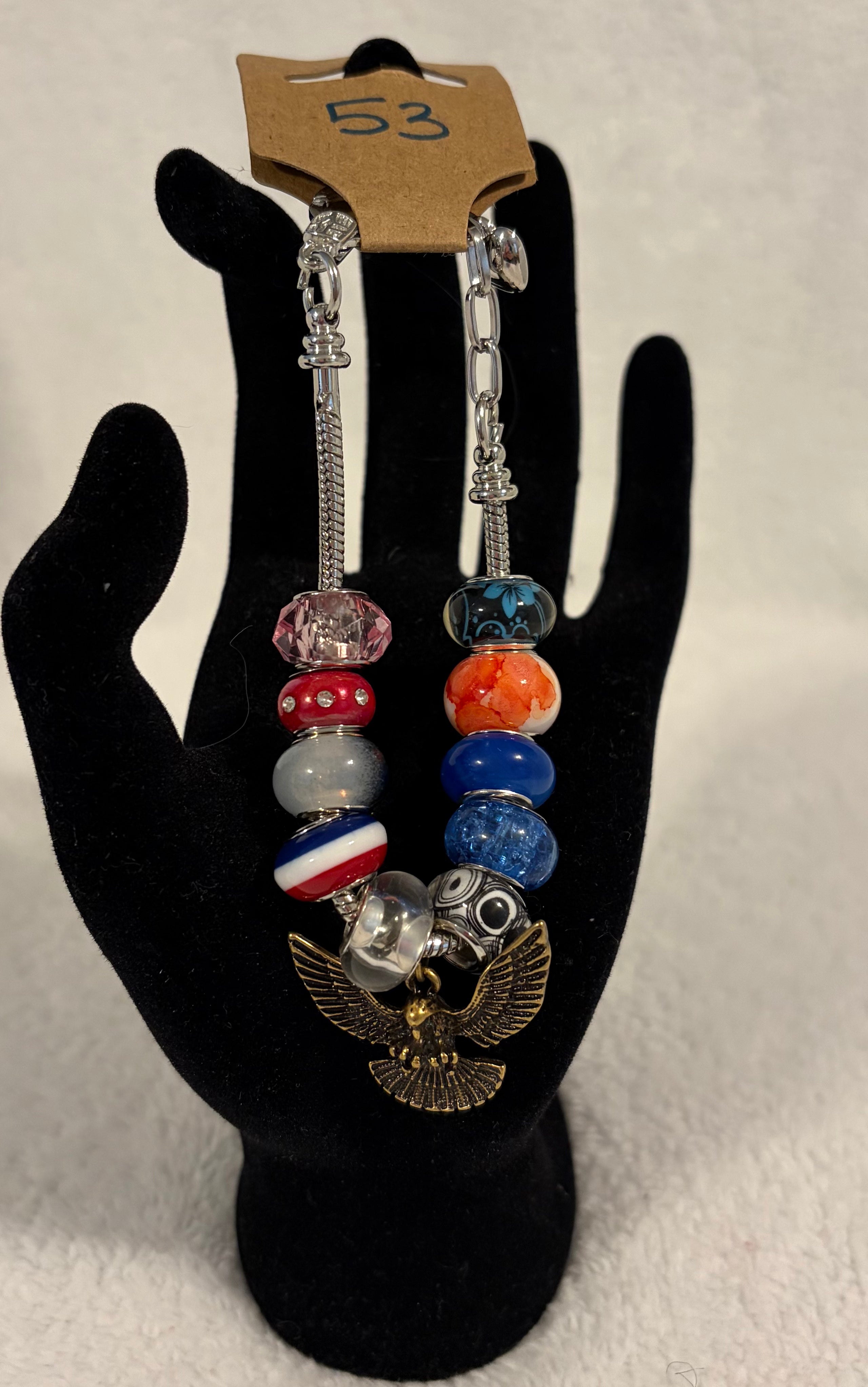 Stainless steel adjustable bracelet with eagle charm