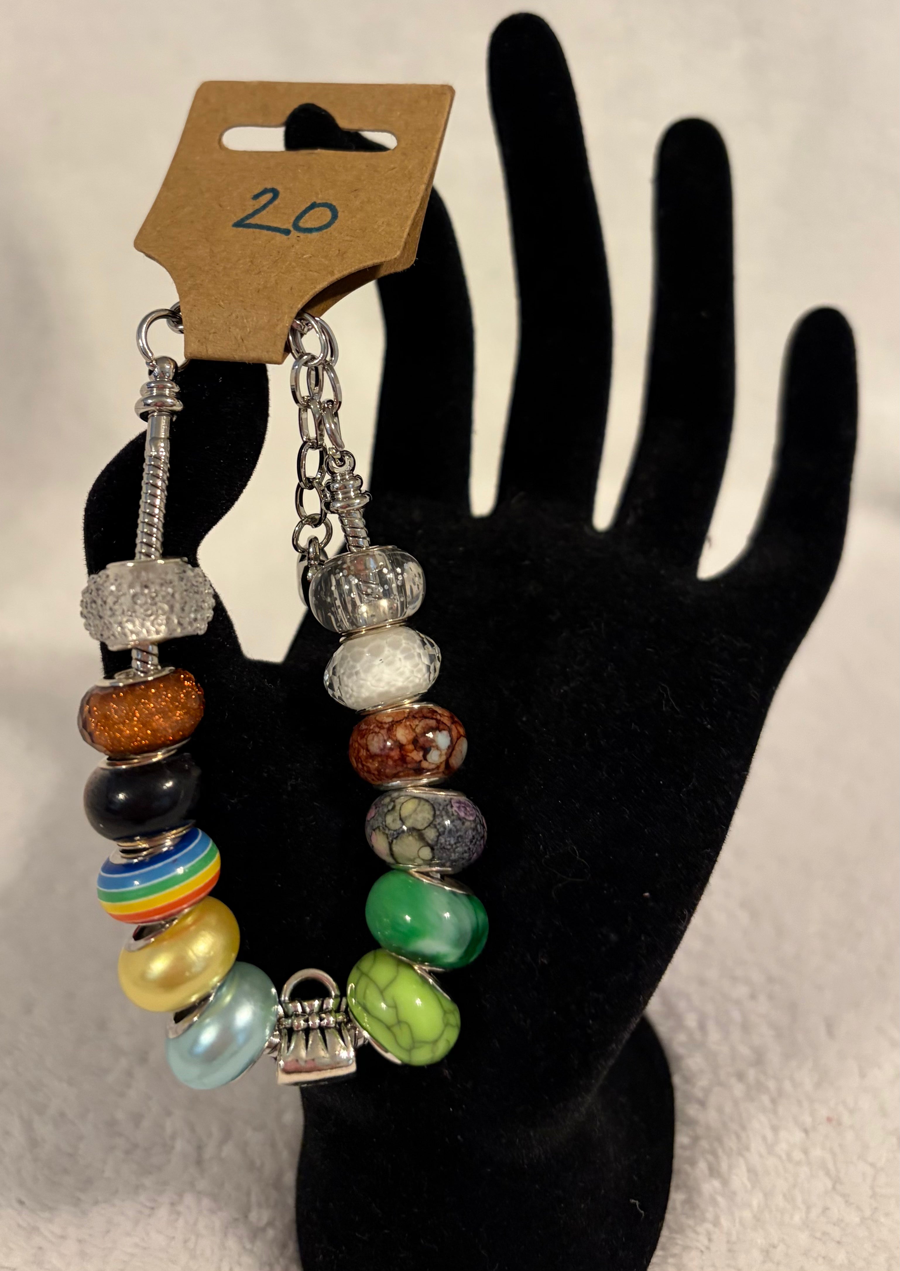 Stainless steel adjustable bracelet purse slider charm