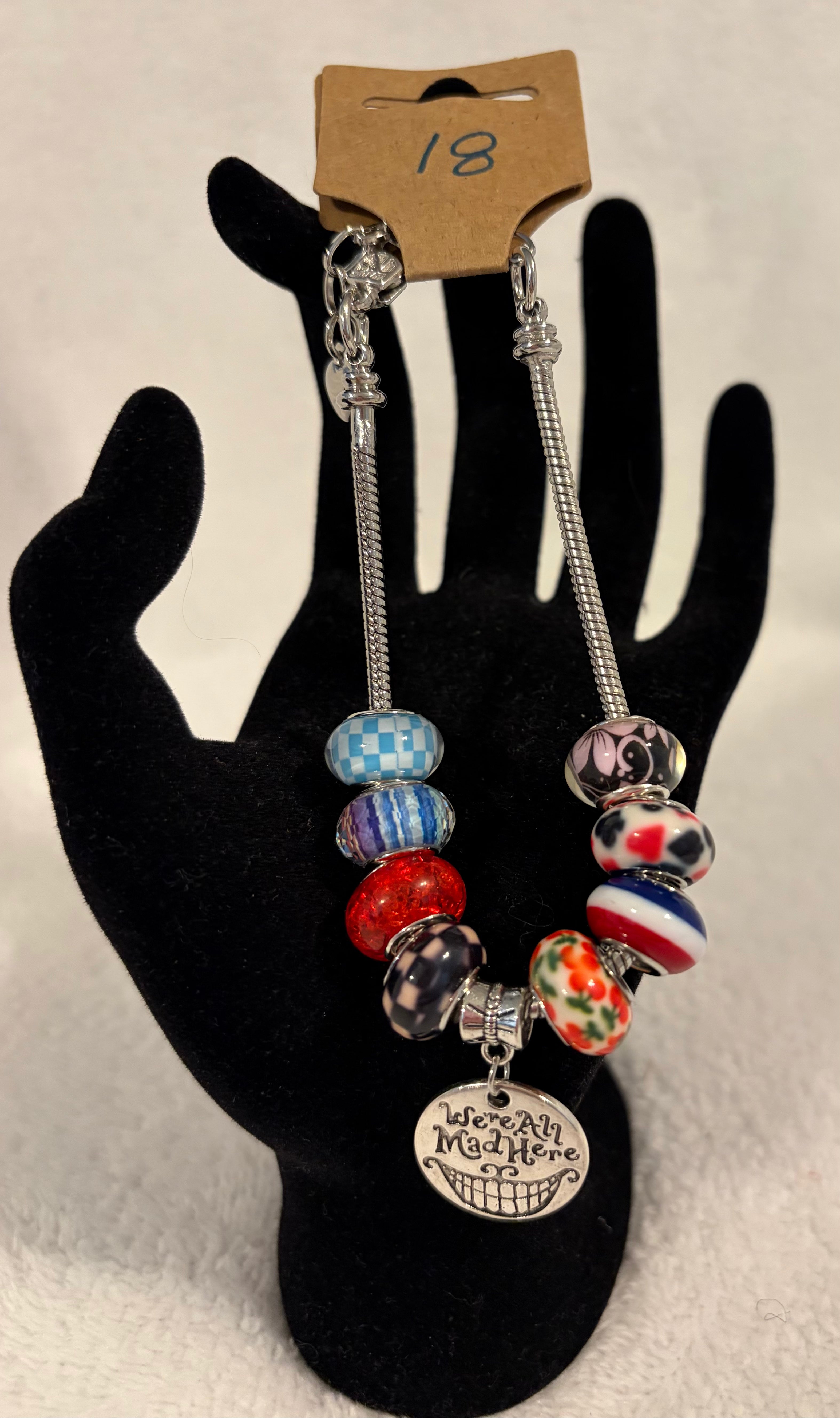 Stainless steel adjustable bracelet “All Mad Here” charm