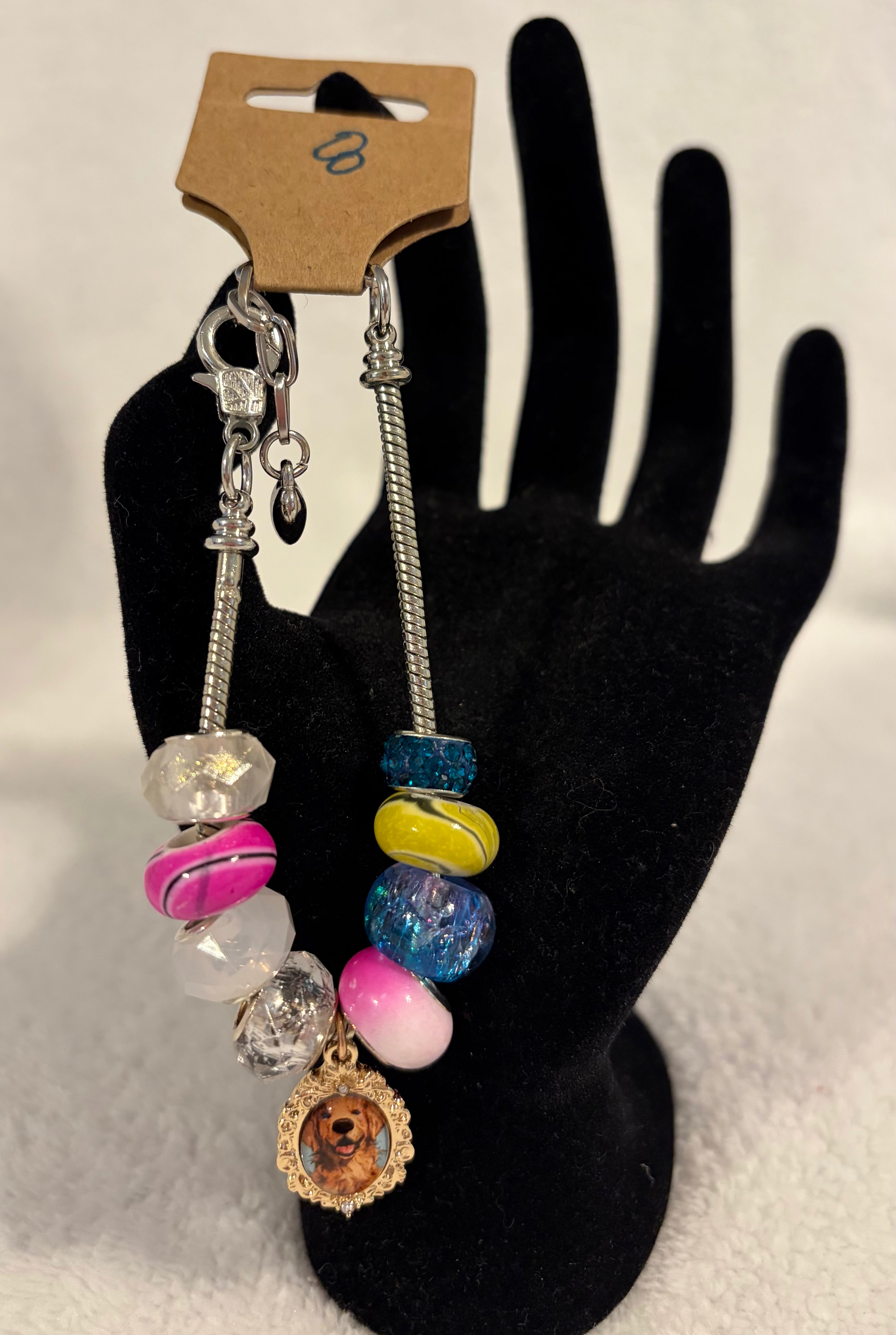 Stainless steel adjustable bracelet dog charm