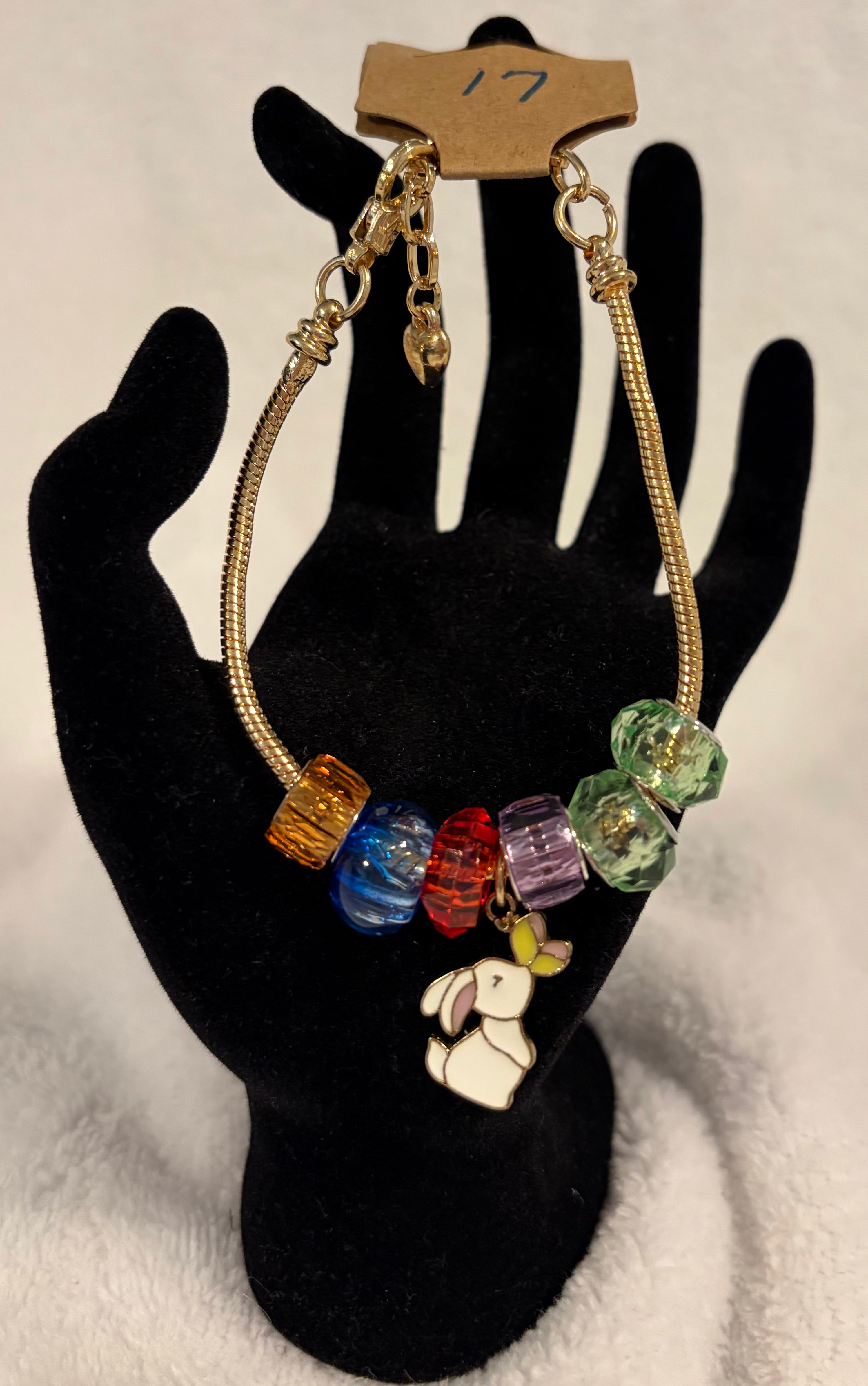 Gold toned bracelet bunny charm
