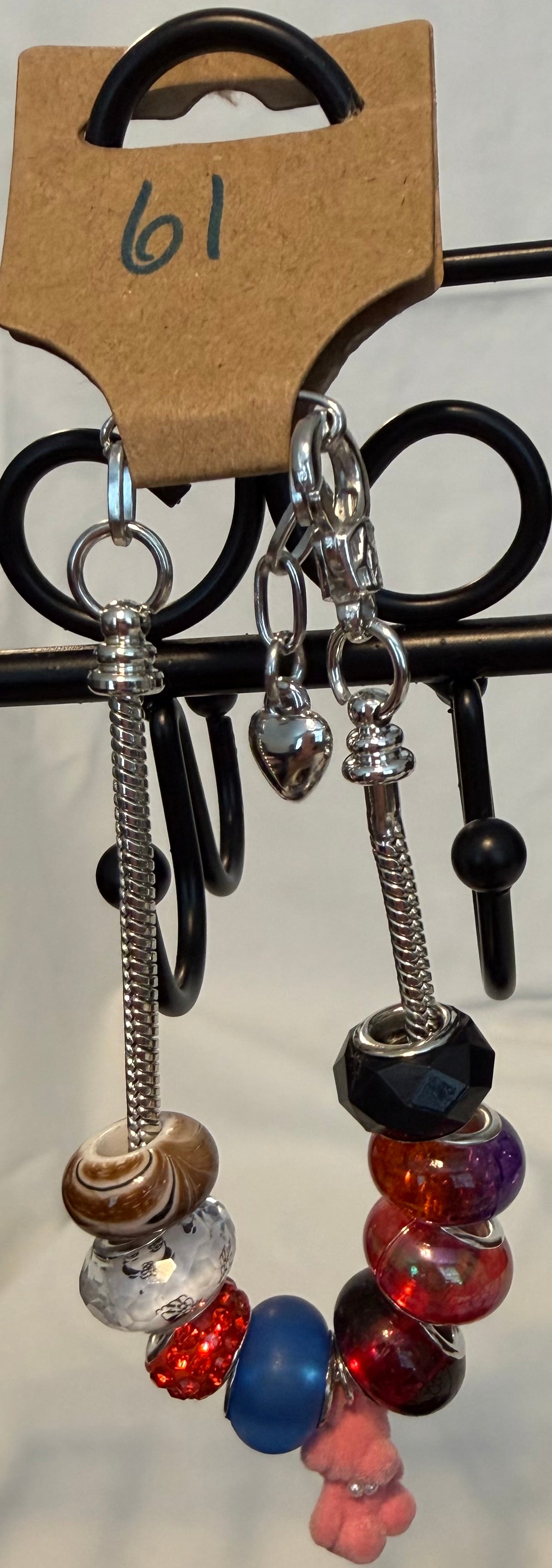 Adjustable silver bracelet with bear charm